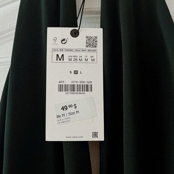Zara Long Jumpsuit | Dark Green Halter | Size M | Never worn - Picture 4 of 4